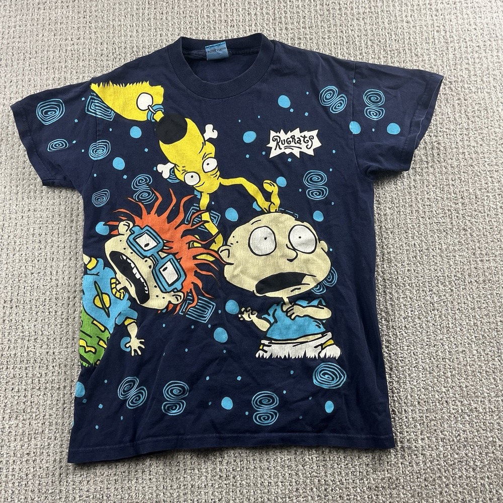 Vintage 90s Rugrats T Shirt All Over Print Nickelodeon Tommy Chuckie Youth Large